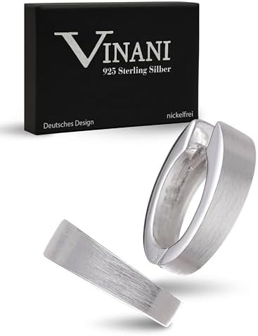 Vinani Klapp-Creolen aus 925 Sterling Silber für Damen I Gebürstete Oberfläche & Anlaufschutz I Handarbeit in Juweliersq