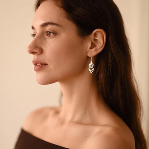 ALEXCRAFT Gold und Silber hängende Herzzopf Ohrringe für Damen und Mädchen - Hypoallergen, lange Design, perfekt zum Fes