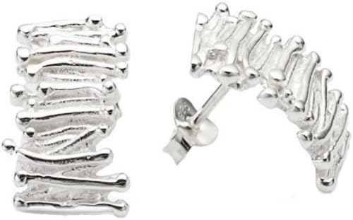 Vinani Damen Ohrstecker 925 Silber - Rechteck mit Rillenmotiv für FrauenReusable Design - Edles 925 Sterling Silber Ohrr